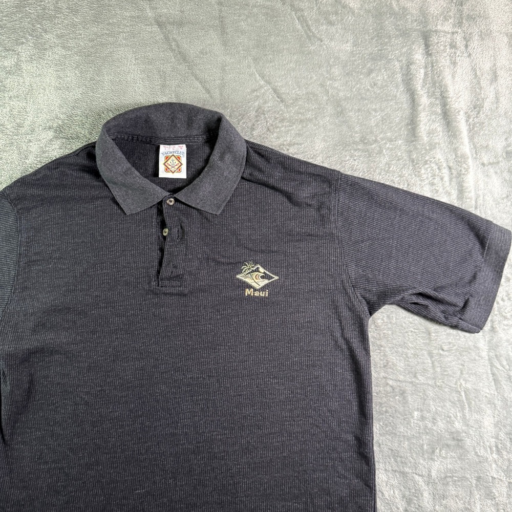 VTG Yachtclub Maui Polo Shirt Mens L Large Striped Embroidered Logo Casual